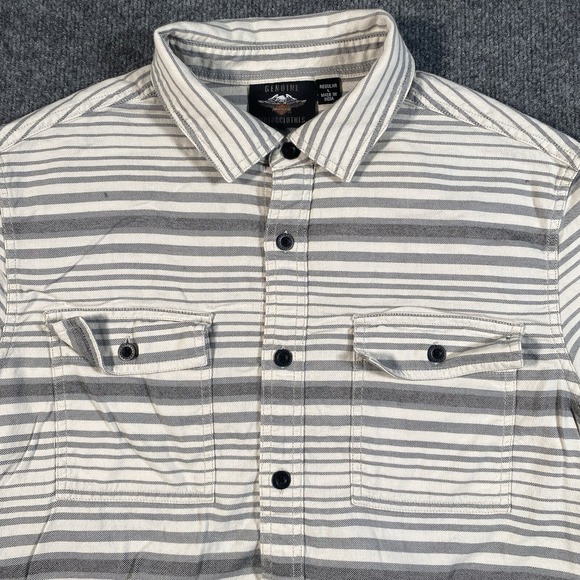 Harley-Davidson Other - Harley Davidson Mens L Striped Short Sleeve Button Shirt Motorcycles Mechanic
